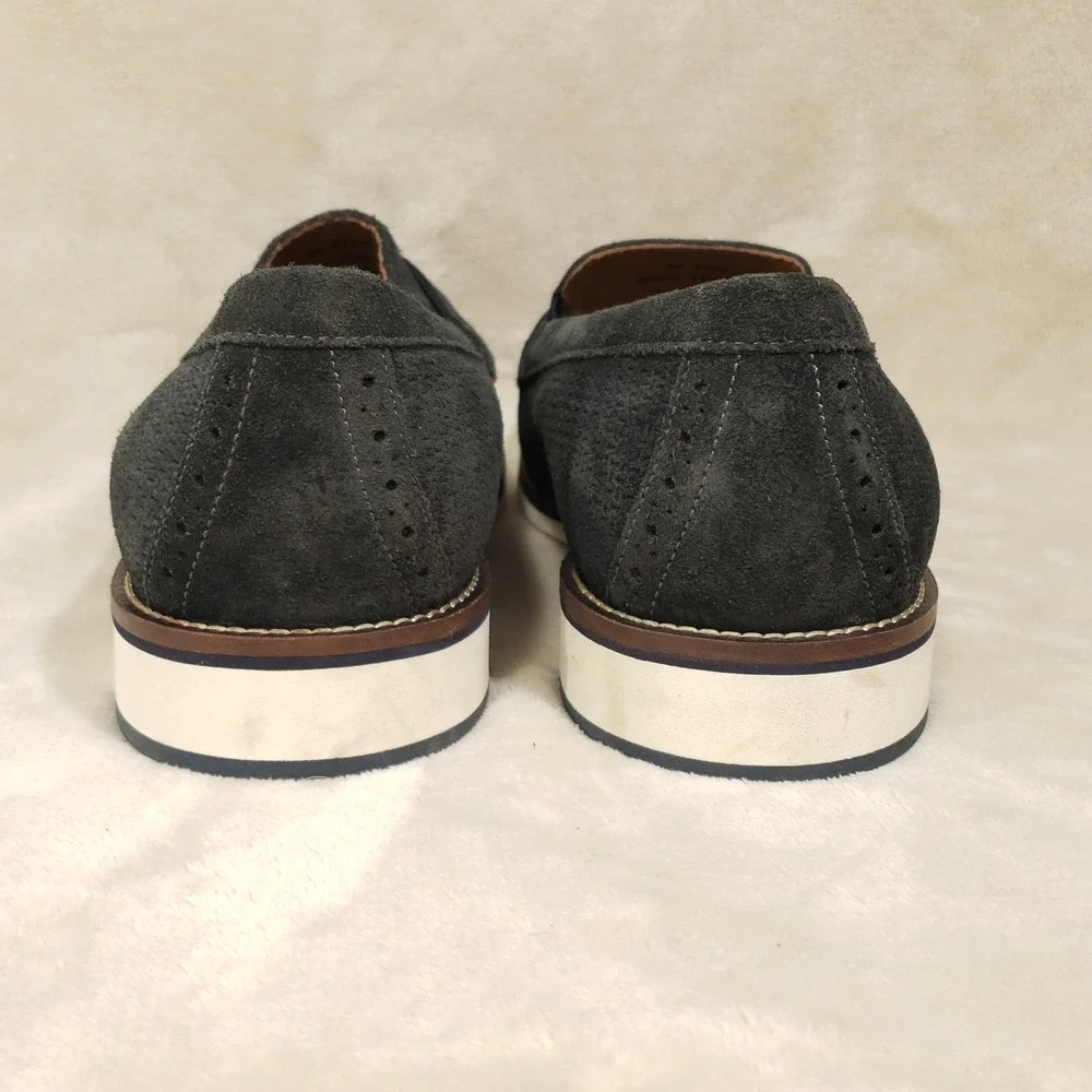 Johnston & Murphy Penny Loafers Mens Size 11 Dark Gray Suede Memory Foam Casual